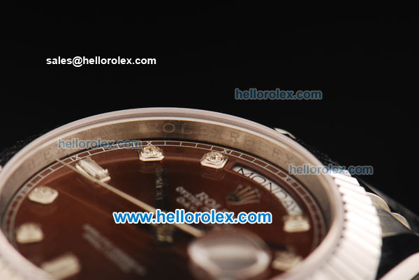 Rolex Day-Date II Automatic Movement Full Steel with Brown Dial and Diamond Markers - Click Image to Close